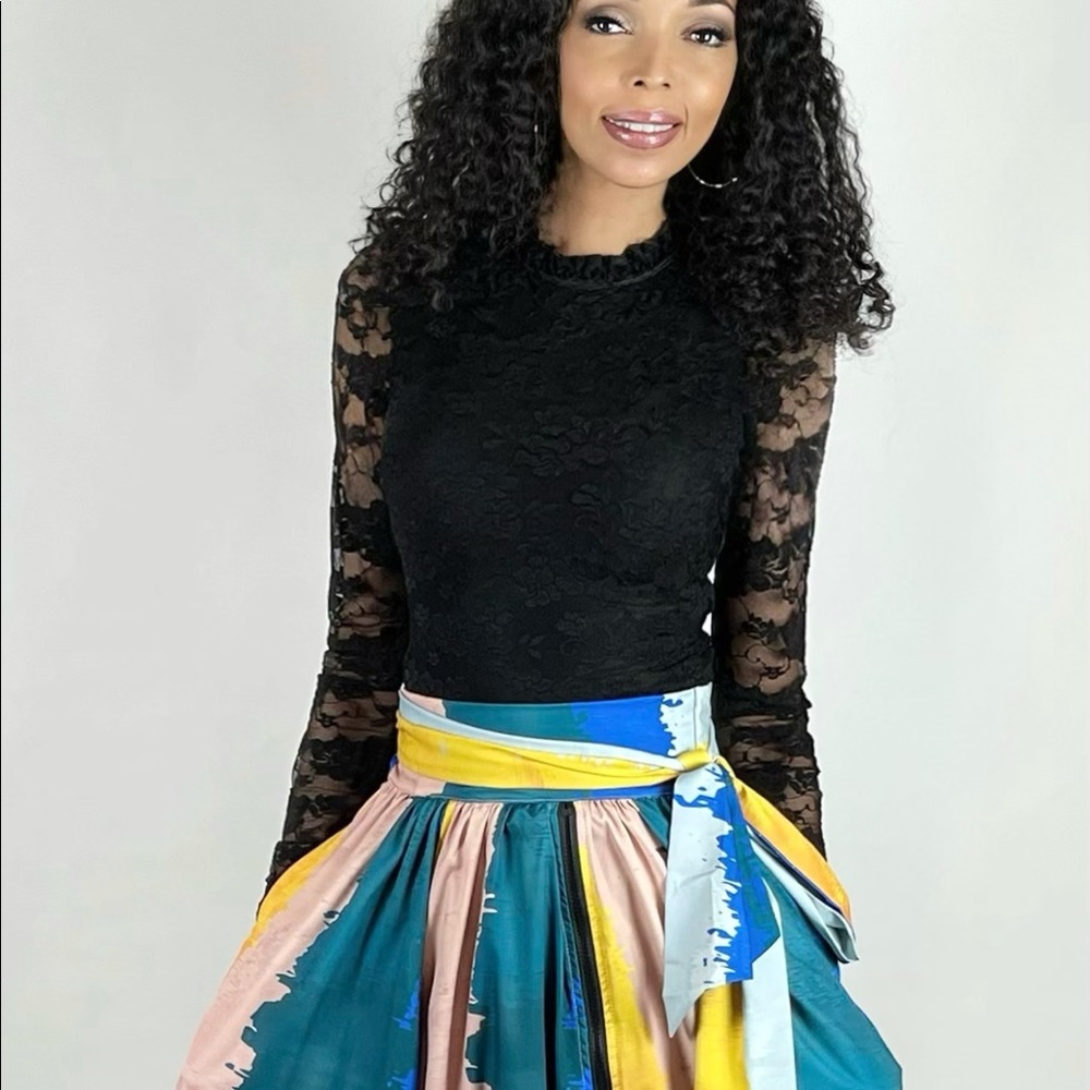 Multi Colored Tov Maxi Skirt with Pockets